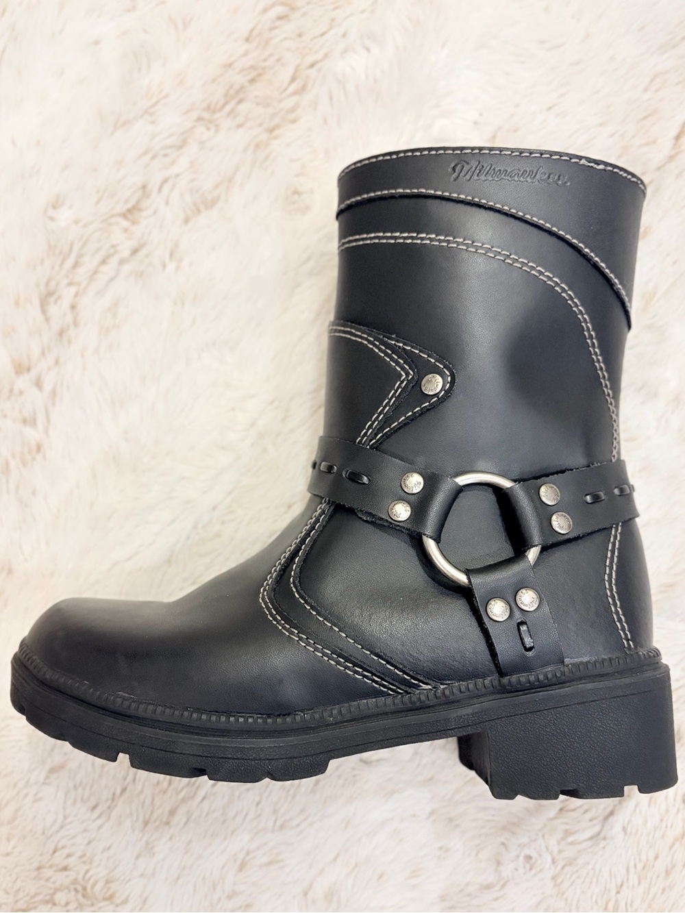 🖤 Milwaukee Leather Daredevil 100% Leather Moto Biker Harness Boots Y2K Grunge